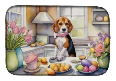 Decorating Easter Beagle Dish Drying Mat Absorbent Dish Drying Mat Pad for Kitchen Counter Dish Drainer Mat for Countertop, 14 x 21", Multicolor