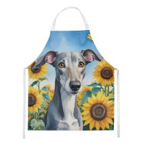 Greyhound in Sunflowers Apron Cooking Kitchen Server Baking Crafts Gardening for Adult Women Men, Unisex, Large, Multicolor