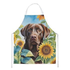 Labrador Retriever in Sunflowers Apron Cooking Kitchen Server Baking Crafts Gardening for Adult Women Men, Unisex, Large, Multicolor