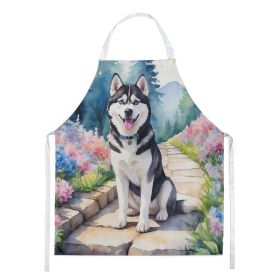 Siberian Husky Spring Path Apron Cooking Kitchen Server Baking Crafts Gardening for Adult Women Men, Unisex, Large, Multicolor