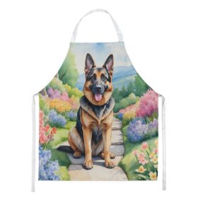 German Shepherd Spring Path Apron Cooking Kitchen Server Baking Crafts Gardening for Adult Women Men, Unisex, Large, Multicolor
