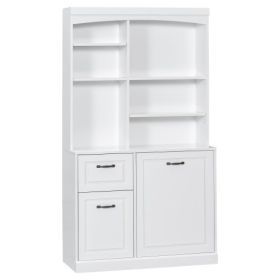 Bathroom Storage Cabinet With Tilt-Out Hamper, 70.9'' Tall Free Standing Organizer With Drawers & Adjustable Shelves, MDF Linen Tower With Steel (Color: White)