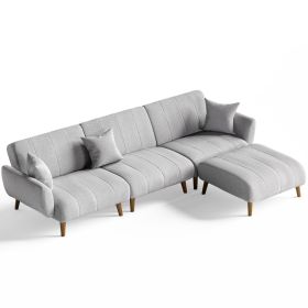 4 - Piece Upholstered Sectional (Option: Gray)