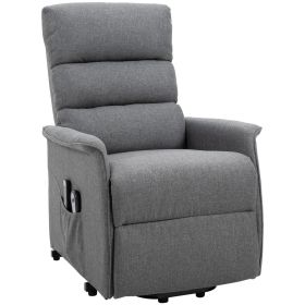 Power Lift Assist Recliner Chair For Elderly, Linen Fabric, Remote Control, Electric Sofa, Gray (Option: Gray)