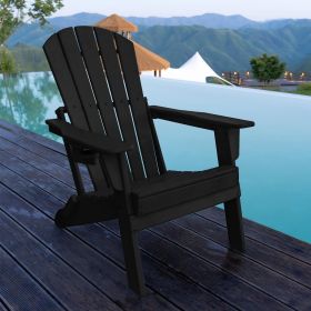 HDPE Folding Adirondack Chairs With Cup Holder (Option: Black-4pack)