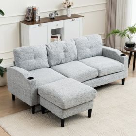 Convertible Combination Sofa Sofa LShaped Sofa With Footstools With Storage WhiteBlack Sofa For Living Room, Living Room BedroomOfficeSmall Space (Option: WhiteBlack)