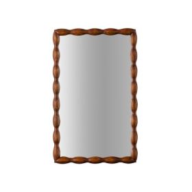 Mid-Century Modern Mirror With Solid Wood Frame,Wall-Mounted High-Definition Non-deformable Bedroom Mirror, Living Room Mirror,Brown (Option: Natural Wood)