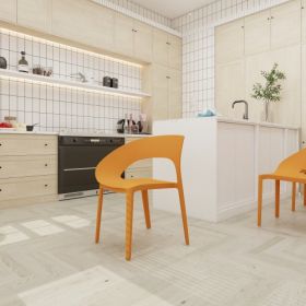 Haze Green Polypropylene Single Side Chair  One Piece Design For Indoor & Outdoor Use,suitable For Living Rooms, Dining Rooms, Gardens, Terraces (Option: Tropical Orange)