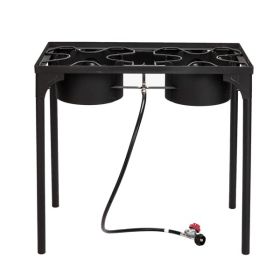 Rectangular Double Eyed Four Legged Gas Burner (Color: black)