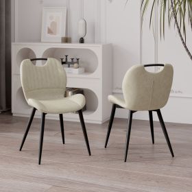 Modern Dining Chair Set of 2, Comfortable Dining Room Chairs with Thick Cushions, Fabric Kitchen Side Chairs (Color: Beige)
