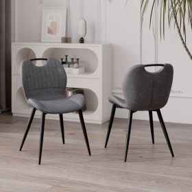 Modern Dining Chair Set of 2, Comfortable Dining Room Chairs with Thick Cushions, Fabric Kitchen Side Chairs (Color: Gray)
