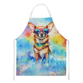 Chihuahua Hippie Dawg Apron Cooking Kitchen Server Baking Crafts Gardening for Adult Women Men, Unisex, Large, Multicolor (Default: Default)