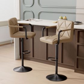 The back of the bar counter chair is equipped with a height-adjustable pull rod, which can be adapted to bars or islands of different heights (Color: Khaki)