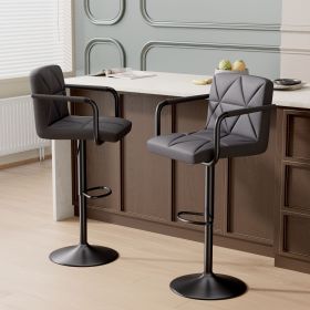 The back of the bar counter chair is equipped with a height-adjustable pull rod, which can be adapted to bars or islands of different heights (Color: Dark grey)