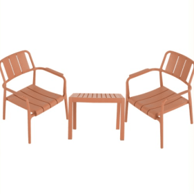 2-Piece PP Single Seater Chairs   Coffee Table Set   Indoor Outdoor Multi  Purpose Furniture For Living Room, Balcony, Beach (Option: Apricot Brown)