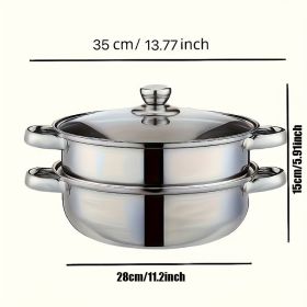 High Quality Stainless Steel Steamer Set - Double-layer Thickened Design, Suitable For Induction Cookers And Gas Stoves - Perfect For Cooking And (Option: 2Layer)